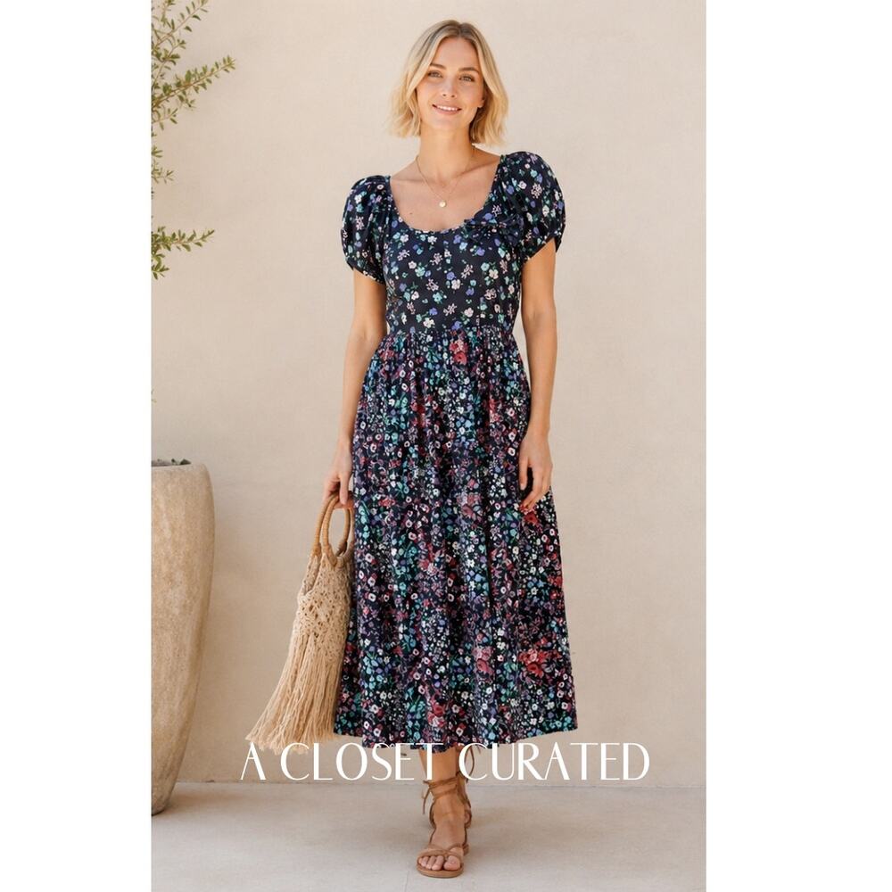 LoveShackFancy Lais Floral Midi Dress 4 Blue